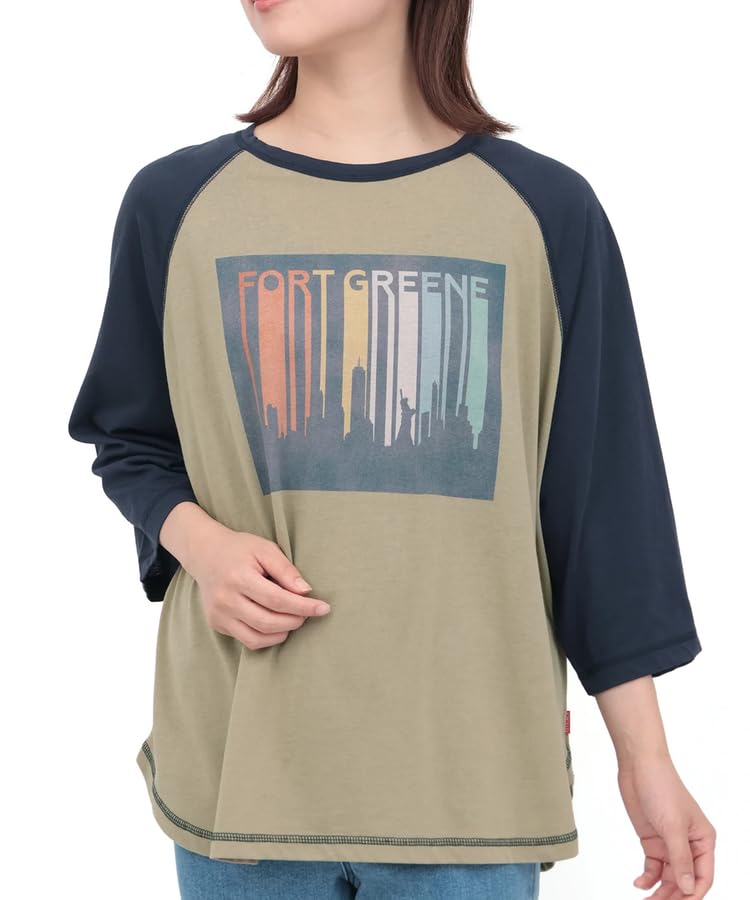

Titicaca Orale Sheer Slub Raglan T-Shirt, Women s, 3/4 Sleeve Crew Neck, Print, Free Size, Beige, OWJBB916