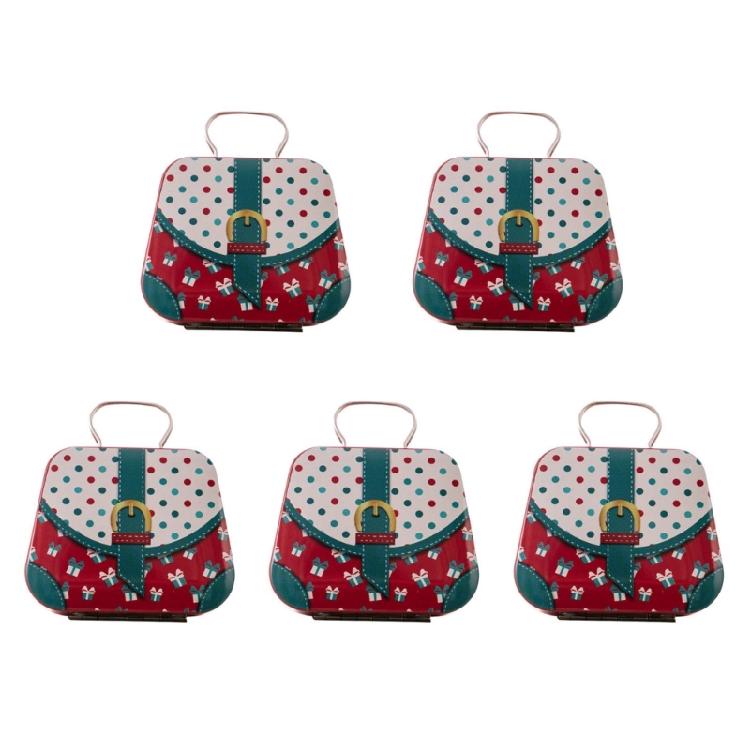 5Pcs Decorative Christmas Candy Iron Boxes Party Favor Packaging Box Handheld Candies Organizers Sweets Tins with Handle