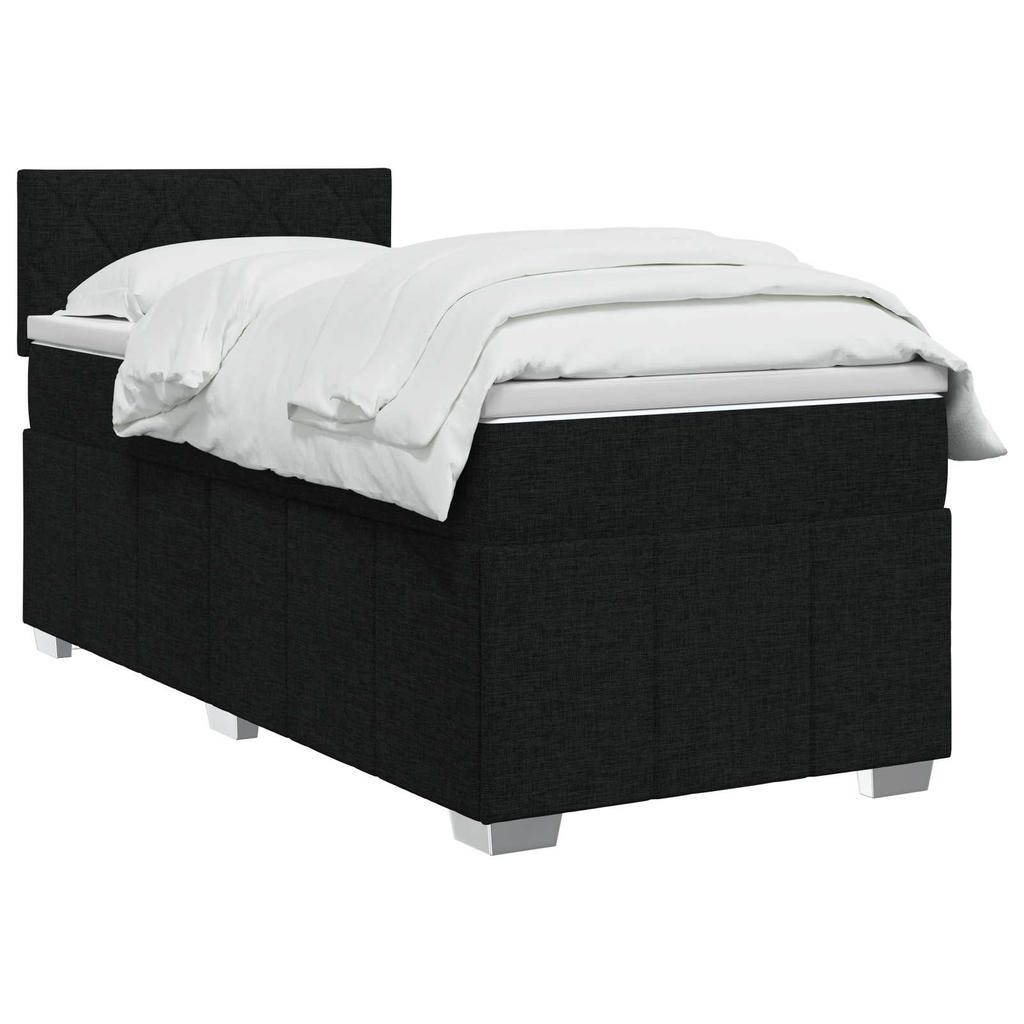 Box Spring Bed with Mattress Black 90 X 190 Cm Fabric