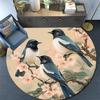 Birds On Branches Round Area Rug,Carpet Rug for Living Room Bedroom Sofa Playroom Decor,Non-slip Floor Mat