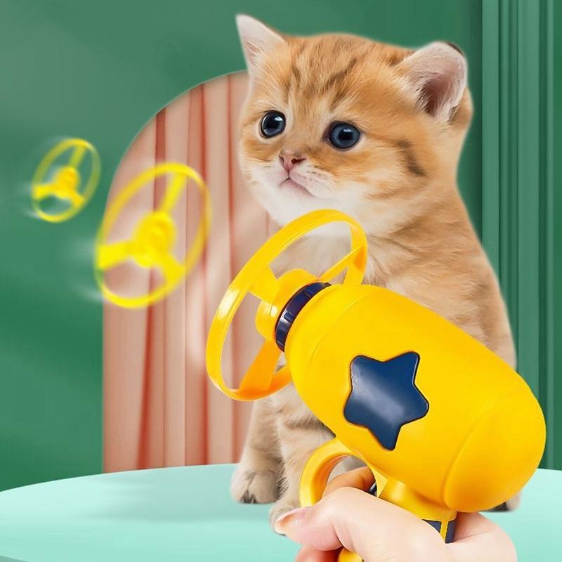 New Cat Toy Pet Interactive Play Cat Dog Training Toy Launcher with 15 Pcs Flying Disc Mini Catapult Pet Toys Cat Accessories