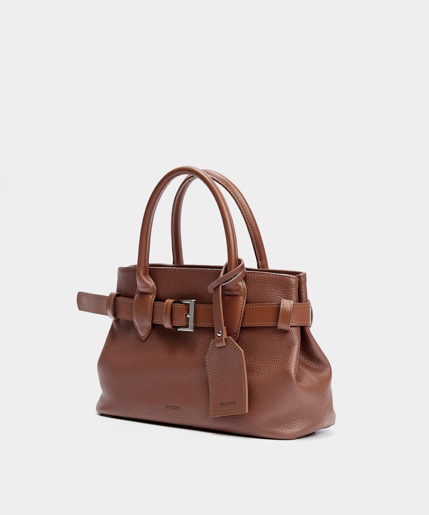 Badgigi Belt Leather Mini Tote Bag, Brown