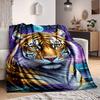 1pc Tiger Moon Night Print Blanket Lightweight Flannel Blanket Throw Blanket For Sofa, Bed, Travel, Camping Yy2509026140