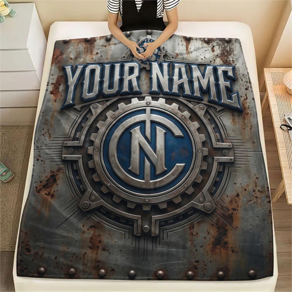 Custom Name,FC Internazionale Milano Printed Flannel Blanket, soft throw for bedroom sofa, washable, Christmas present, great gift.
