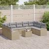 VidaXL Canapé de Jardin 10 Pièces avec Coussins Rattan Beige et Gris 3346210