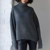 Nuovo Pullover Casual a Manica Lunga in Maglia Liscia Autunno Donna Inverno Spesso Morbido Collo Alto Pullover Maglioni Donna Moda Maglieria Morbida Jumper 24913