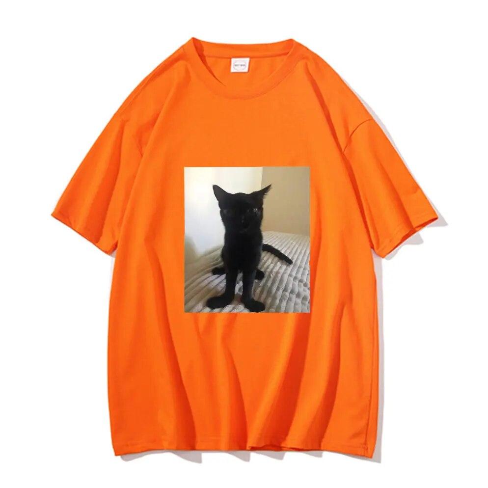 Big Foot Jinx T-shirt Black Cat Pattern Tshirt Funny Unisex Women T Shirts Unisex Cotton Tops Spring New Round Neck Tee Short Sleeve
