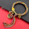 Woven Zhakiram Five Wealth Gods Eye Bracelet with Green Tara and Manjushri Thangka Design