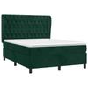 Box Spring Bed with Mattress Dark Green 140x190 Cm Velvet
