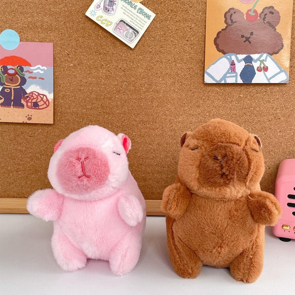 Soft Stuffed Tail Wagging Capybara Keyring Kawaii Capybara Doll Pendant  Kids Toy Gift
