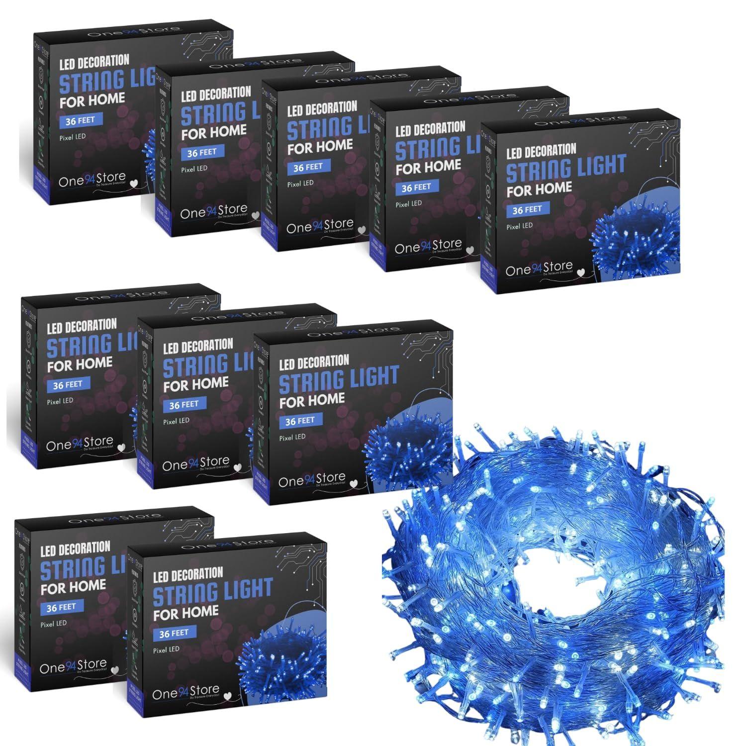 

36 Ft Blue LED Pixel String Lights Serial LED Bulbs on Copper , Christmas, Wedding, Party, Indoor & Outdoor Home Decor Fairy Lights Pack of 10