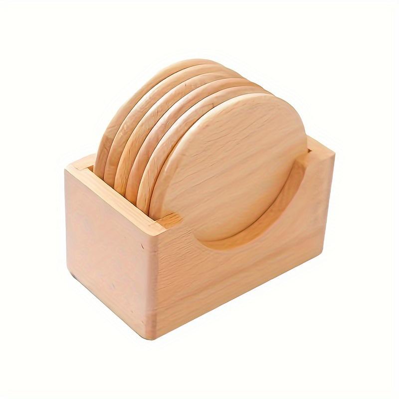 

6pcs/1set Japanese Style Bamboo Coaster Set, Creative Minimalist Round Tea Cup Mat Heat Insulation Pad