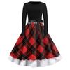 Women's Vintage V-Neck Christmas Print Casual Dress for Holiday Party
