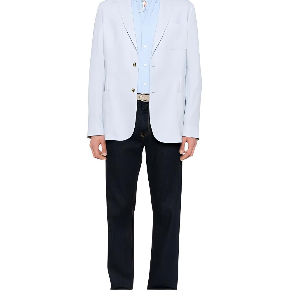 Polo Ralph Lauren Logo Embroidered Slim Fit Long Sleeve Button-Up Shirt Men Shirts Light-Blue 710968915-008