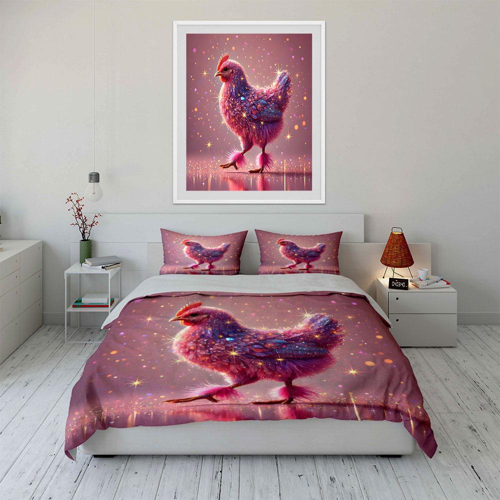 Sparkling Chicken Decor Set Multiple Sizes Kid'S And Adults' Bedroom Exquisite 3Pc Bedding Set, Gift