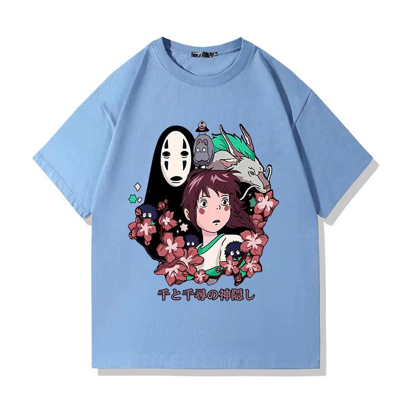 Japanese Anime Spirited Away 100% Cotton Short Sleeve T-shirt Men's and Women's Summer Fashion Brand Short Sleeve Clothes