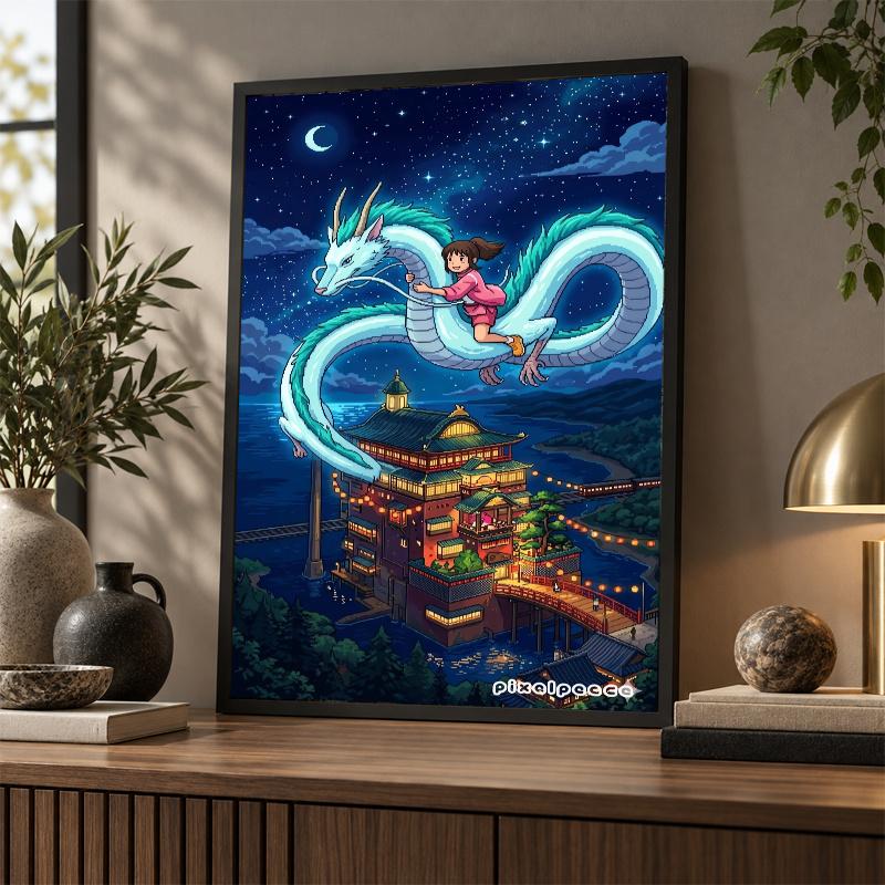 Spirited Away Diamond Painting Kit 5D Full Drill DIY Diamond Mosaic Wall Art Home Decor