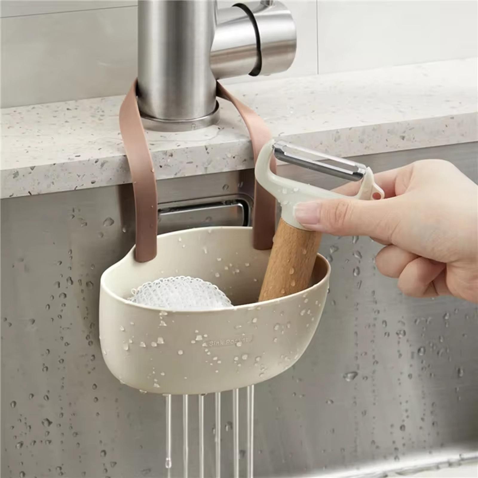 Kitchen Sink Hanging Storage Basket Single Layer Drain Basket Household Sink Organizer Hanging Bag for Kitchen Sink Storage and Drainage one size