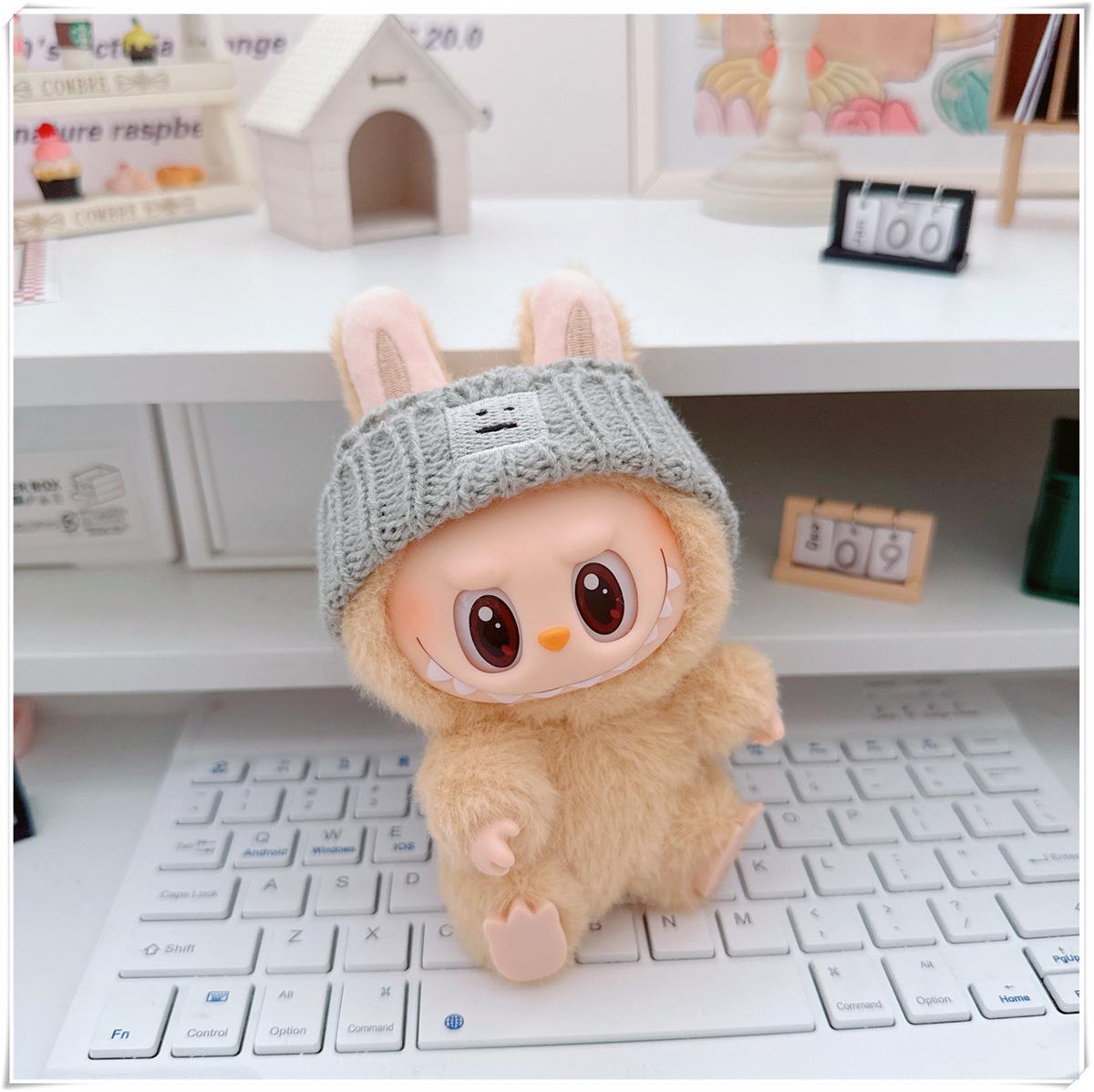 

17cm Labubu Doll Clothes Set: Heart Sweater, Hat, Crossbody Bag - First & Second Generation. Small Doll Clothes (Doll not included)