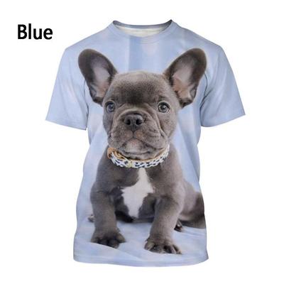 Neue Mode Französische Bulldogge 3D-gedruckte T-Shirts Männer Frauen Casual Kurzarm Rundhalsausschnitt Hundehemden Tops
