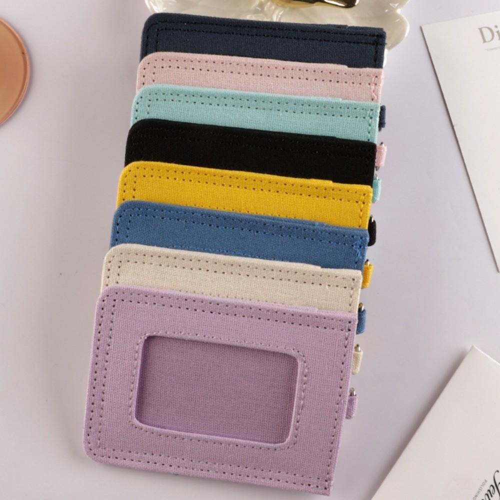 Fashion Canvas ID Badge Card Holder Card Storage Solid Color Card Holder Case Multi-Functional Credit Card Holder Work ID
