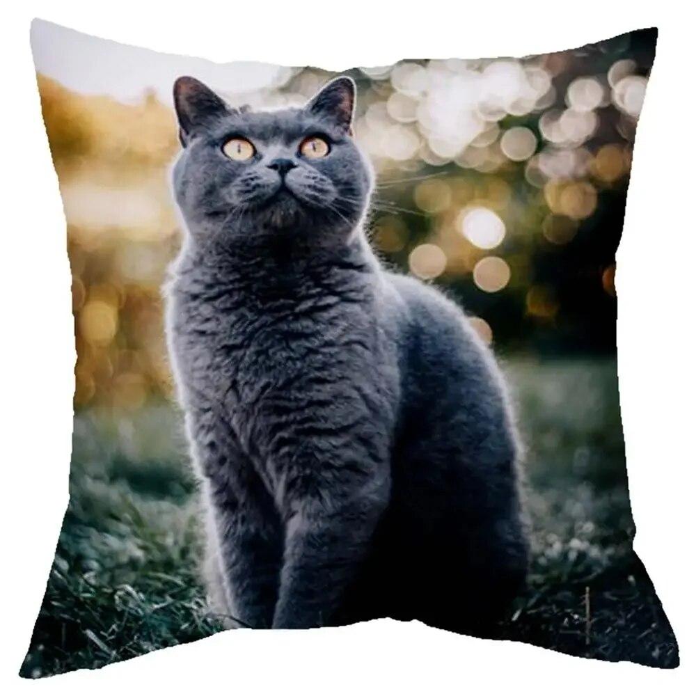 Cute Little Lazy Cat Living Room Sofa Decorative Cushion Cover Square Pillowcase Elegant and Fashionable Home Design 45x45cm