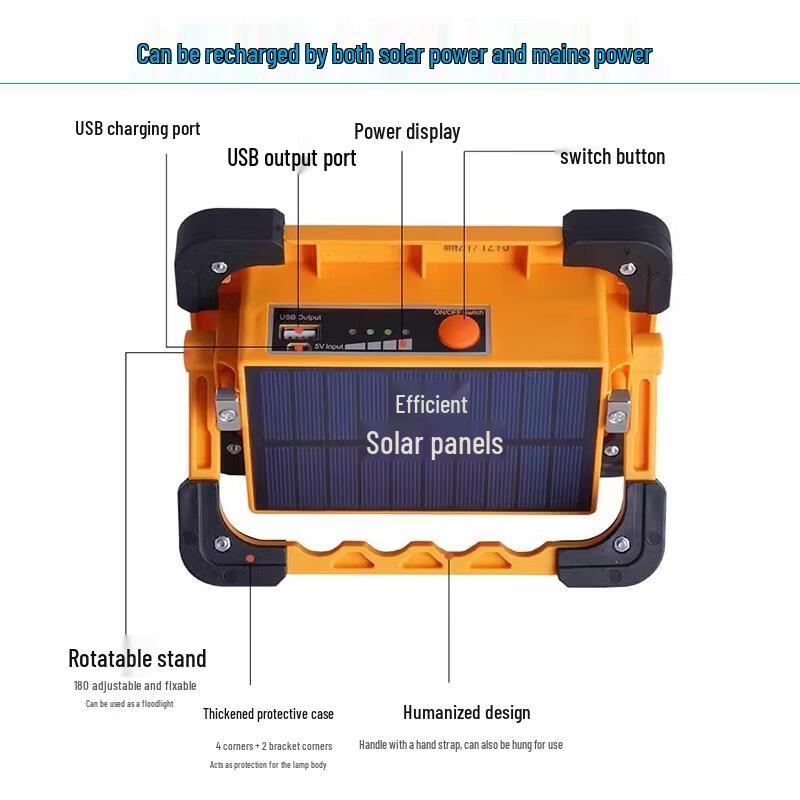 Solar & Power Bank Fast Charge Portable Emergency Light