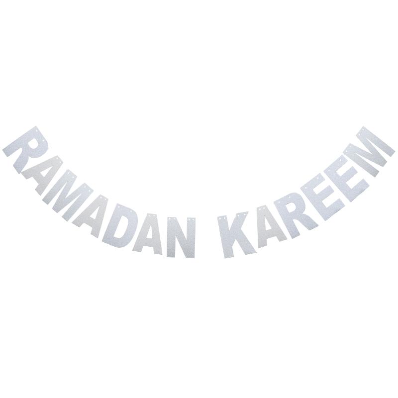 EID Mubarak Banner Glitter Star Moon Letter Paper Bunting Garland Islamic Muslim Party Ramadan Kareem Decorations for Home 2025
