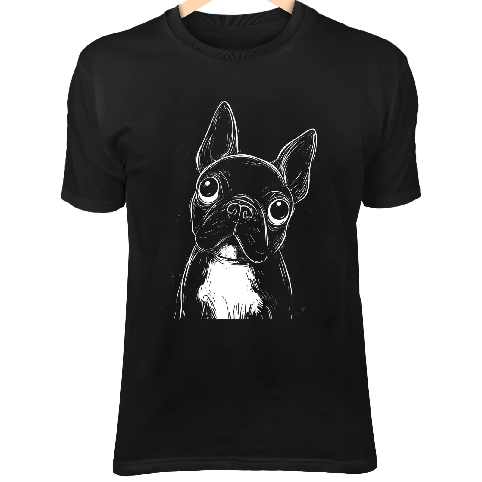 

Boston Terrier Line Art - Cute Minimalist Doodle with Big Eyes & Upright Ears M