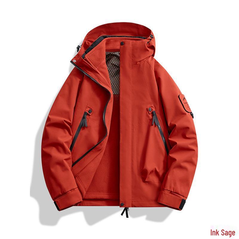 Windproof Waterproof Fleece-Lined Mountain Windbreaker Jacket for Skiing & Hiking