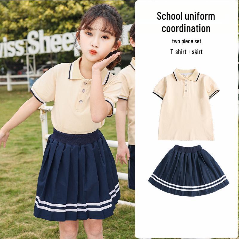 British Style Summer Kids' School Uniform Set - Boys & Girls Two-Piece Performance Wear