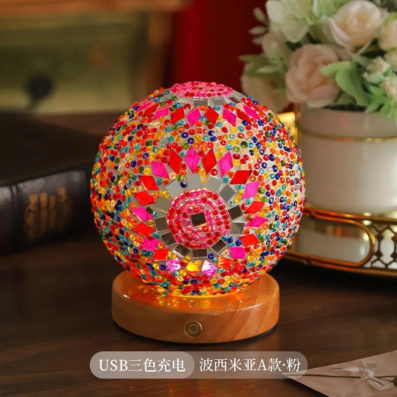 Small Night Light Mosaic Desk Lamp Light Luxury Petal Ornament Lamp