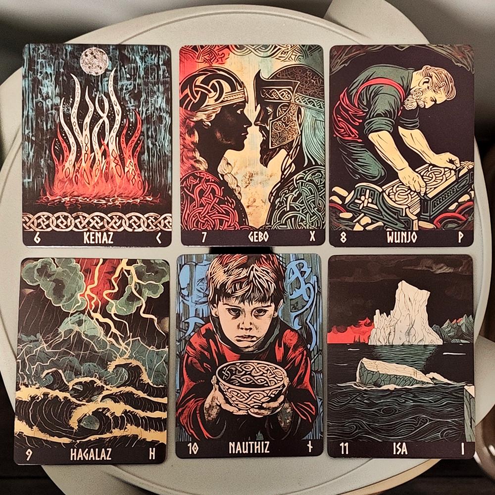 10.4*7.3cm Norwegian Woodcut Runes Deck 24 Cards Oracle Deck Elder Futhark Runes