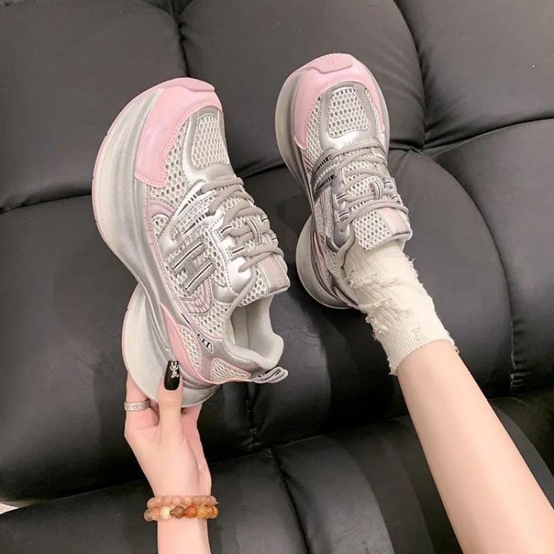 Mode Hohe Qualität Dicke Sohle Schnürschuhe Farblich passend Mode Alles Bequem Rutschfest Atmungsaktiv Sport Verschleißfest Damenschuhe