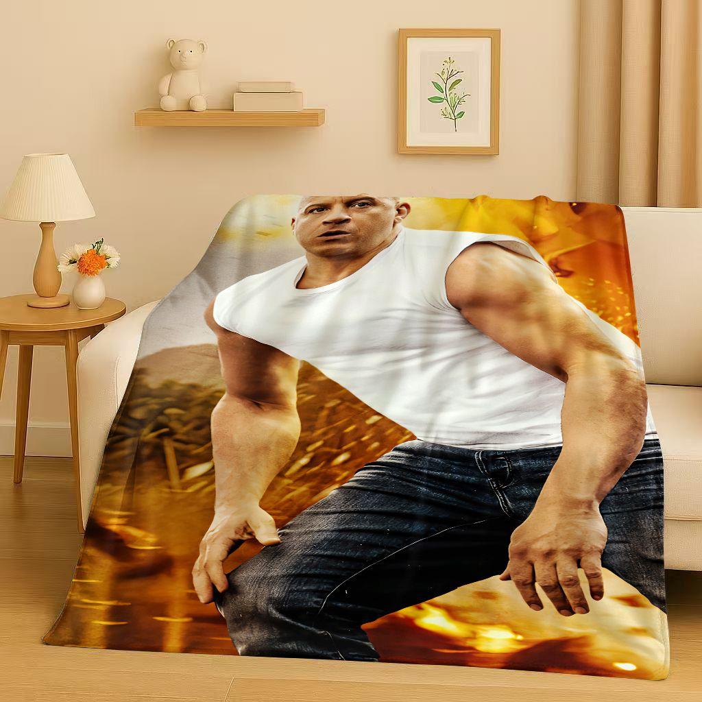 3D Szybcy i Wściekli Vin Diesel Samochód Wyścigowy Koc Flanelowy, Niezwykle Miękki Ciepły Pluszowy Koc na Domową Sypialnię Łóżko Kanapę Pokrowiec Piknik Dzieci