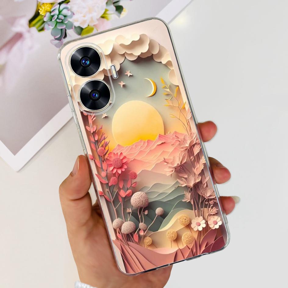For Realme C55 Case RMX3710 Transparent Cover Fashion Patterns Soft Silicone Phone Cases For Realme C55 4G C 55 RealmeC55 Fundas
