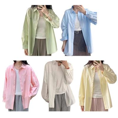 Women's Loose Long Sleeved Shirt Casual Lapel Button Shirt