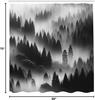 Black And White Shower Curtain, Wild Foggy Landscape Of Misty Mountain Forest With Dense Trees, Cloth Fabric Bathroom