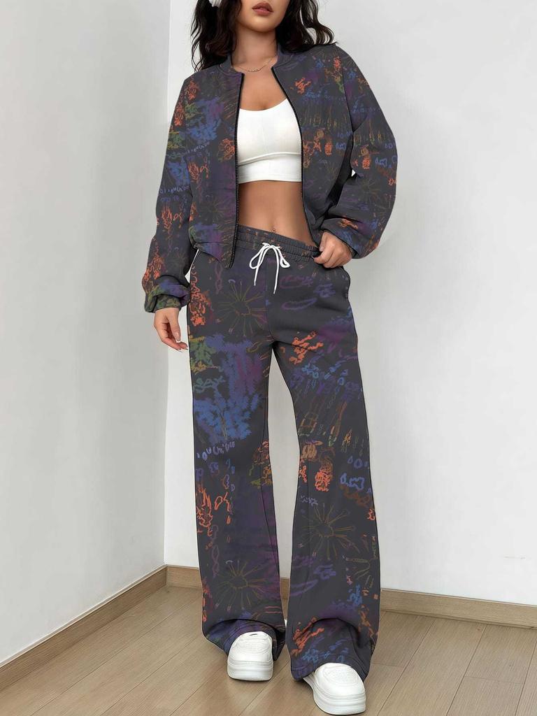 Color tie-dye 1116 new popular autumn and winter new European and American women's clothing smudge and dye suit women