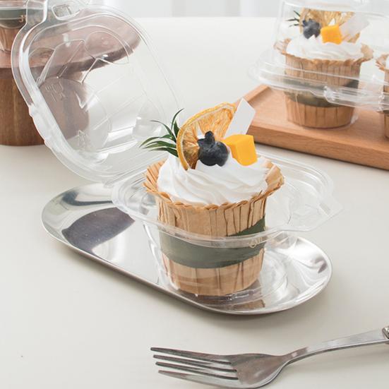 25/100Pcs Cake Packaging Box Transparent Muffin Cup Storage Container Stackable Reusable Design Cupcakes Cases