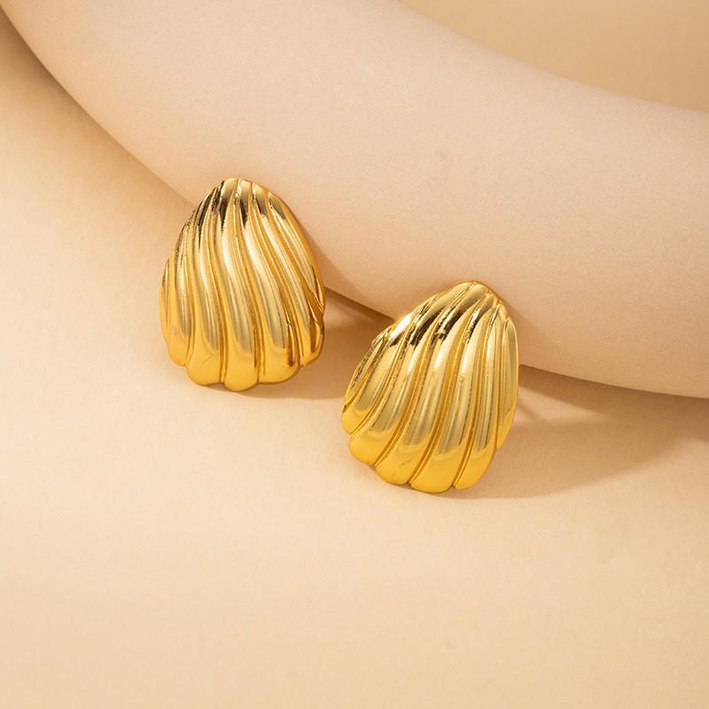 Retro Geometric 304 Stainless Steel Ear Studs with Concave-Convex Design