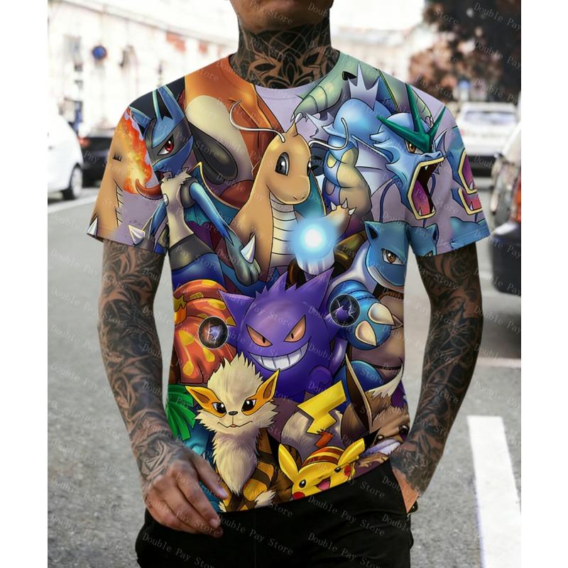 Summer Men's 3D Printed Marvel Avengers Alliance Deadpool Pattern T-shirt, Street Round-neck Short-sleeved Adult Sports Shirt
