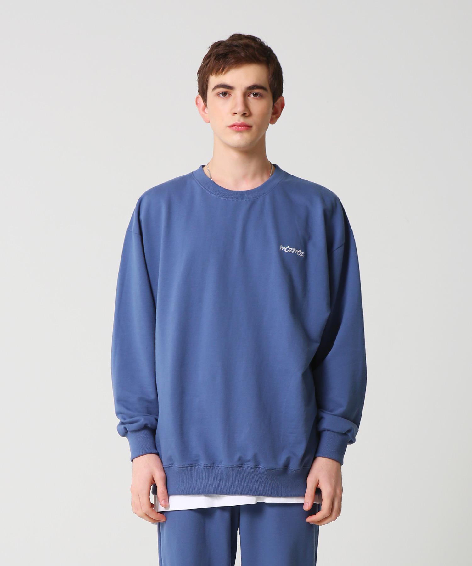 Moz Moz Color Chip Mini French Oversized Embroidered Sweatshirt Blue 1