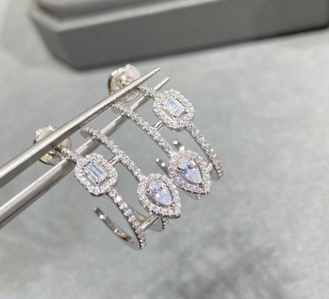 

Новый Классический Горячий Бренд Винтажные Серьги для Женщин Превосходное Качество Роскошные Ювелирные Изделия Дизайнер Моды Движущийся Бриллиант Женские Серьги-Пусеты серебряный