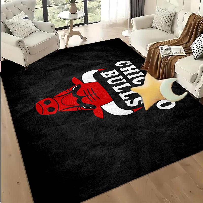 1PC Chicago-Bulls Logo Floor Mat for Living Room, Game Rooms, Office, Bedroom, Office Floor Mat Playful Design, Christmas Fan Gifts