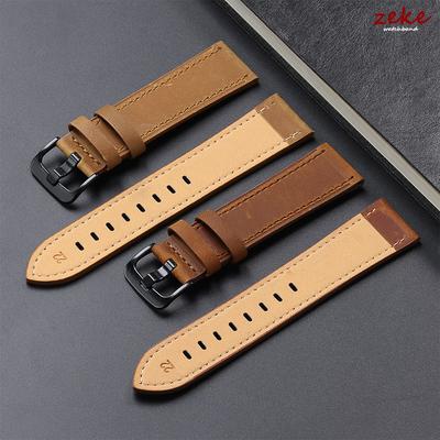 Genuine Leather Watchband 18mm 20mm 22mm 24mm Bracelet for Seiko Vintage Brown Calfskin Band Universal Metal Black Buckle Strap