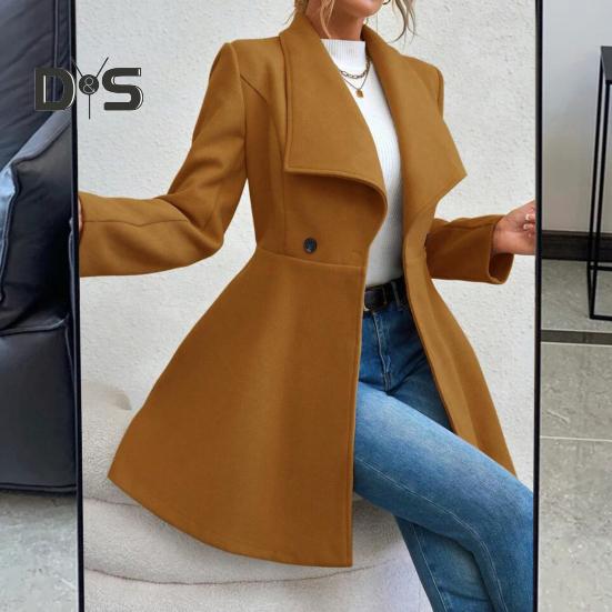 Damen Mittellanger Mantel, Winddichter Mantel mit Reverskragen für Damen, Warme, Stilvolle Oberbekleidung für Frühling und Herbst