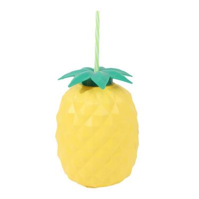 Cartoon Fruit Straw Cup Watermelon Lemon Coconut Strawberry Pineapple Water Bottle Multicolor Food Grade Plastic Drinkware