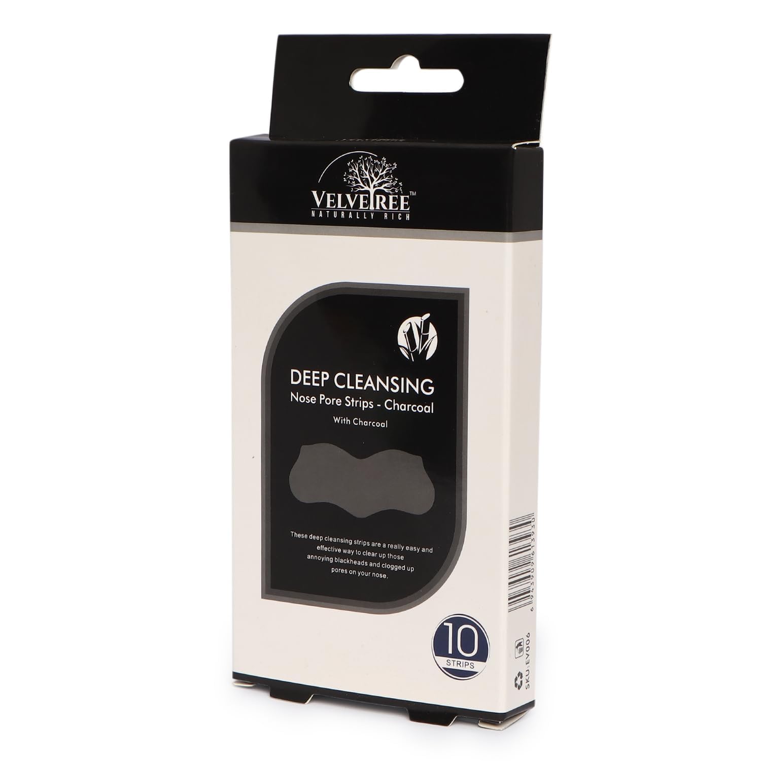 

VELVETREE Deep Cleansing Nose Strips, Reusable Nose Pore Strips for Blackhead Removal, 10-15 Minutes Application charcol (10 strip)