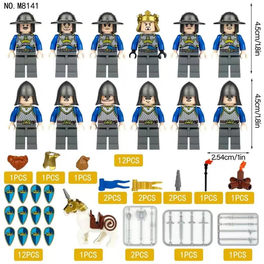 12 pezzi Cavalieri romani antichi medievali, blocchi da costruzione, figure, giocattoli, mini figure, bambole umanoidi, giocattoli, regali di compleanno.